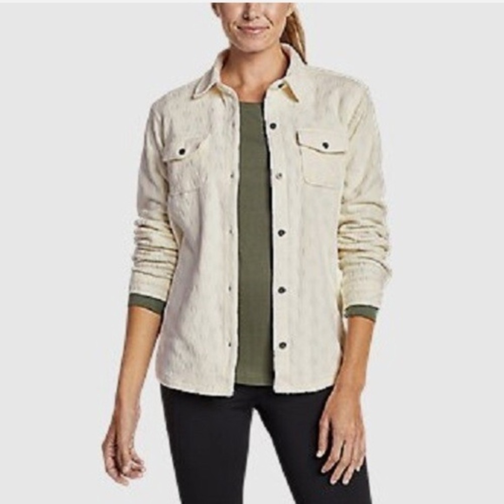 Eddie Bauer Women’s Chutes Micro-Fleece Button Down Shirt Size Women’s XS Cream